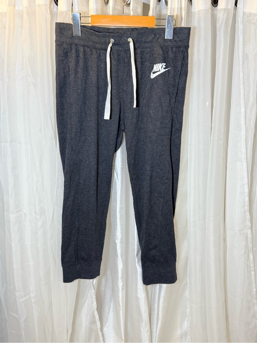 Nike Black Drawstring Capris with White Logo